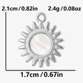 Dettagli dimensionali del ciondolo a sole in acciaio con inserto in madreperla - Argento-Madreperla Bianca (S2141-S-W)