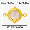 Detailed macro view of 304 stainless steel double-ring pendant with natural shell inlay - Mother of Pearl (S2149-G-W) / Gold