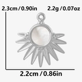 Détail montrant les dimensions et le poids du pendentif soleil en acier et nacre blanche - Pendentif Nacre Rayon de Soleil Pointu Argent (S2140-S-W)