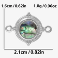 Macro view of 304 stainless steel double ring charm with natural abalone shell inlay - Abalone Shell (S2149-S-B) / Silver