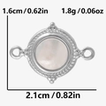 Macro view showing dimensions and weight of silver-tone stainless steel pendant - Mother of Pearl (S2149-S-W) / Silver