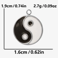 Detailed size view of Tai Chi Yin Yang pendant in 304 stainless steel with dimensions - Silver Style (S2084-S)