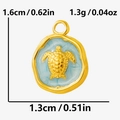 Detail of 304 stainless steel sea turtle charm with light blue enamel finish - Pendant Only (No Chain) / Gold Blue Style (S2087-G-S)