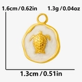 Detailed view of turtle pendant with measurements in height, width and weight - Pendant Only (No Chain) / Gold White Style (S2087-G-W)
