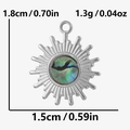 Dettaglio delle dimensioni del ciondolo a sole in acciaio 304 con intarsio in madreperla - Argento-Conchiglia di Abulone-Piccolo (S2147-S-B)