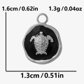 Detail of a 304 stainless steel turtle pendant with dimensions 1.6cm x 1.3cm and 1.3g weight - Pendant Only (No Chain) / Silver Black Style (S2087-S-B)