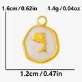Détails des dimensions du pendentif dauphin en or avec hauteur de 1,6cm et largeur de 1,2cm - Cadre Doré Centre Blanc (S2092-G-W)