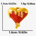 Detailed macro view of heart pendant with red enamel and gold drip effect for DIY jewelry - Gold Base Red (S2102-G-R)