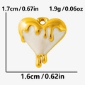 Detail of 304 stainless steel heart pendant showing 1.7cm height and 1.6cm width - Gold Base White (S2102-G-W)