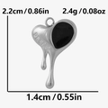 Lava style heart pendant with DREAM engraving and black drip oil detail, 2.2cm height - Silver Black (S2099-S-B)