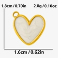 Detailed size specifications for a gold-plated heart pendant with white marble inlay - Gold White Marble Heart Pendant (S2100-G-W)