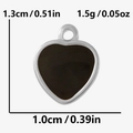 Vista macro de colgante de corazón en acero inoxidable con dimensiones y peso exactos - S2098-S-B / Plata Negro