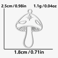 Detailed dimensions of 304 stainless steel mushroom pendant for DIY jewelry making - Mushroom Star Pendant (S2182-S) / Silver
