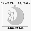 Detailed view of moon and cat silhouette charm with measurements 2.5cm by 2.1cm - Moon Cat Style (S2186) / Steel