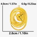 Makroansicht der ovalen Goldanhänger aus 304 Edelstahl mit Spiraltextur und Maßen - Goldener unregelmäßiger Spiralanhänger (S2411-G)
