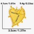 Detailed dimensions of heart-shaped 304 stainless steel pendant for jewelry making - Gold