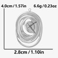 Detailliertes Messdiagramm für den abstrakten ovalen 304 Edelstahl-Anhänger mit Maßen - Silberner unregelmäßiger Spiralanhänger (S2411-S)