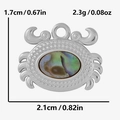 Pendentif crabe série océan avec nacre d'abalone naturelle en acier inoxydable 304 - Petit Crabe Argenté - Coquille d'Abalone