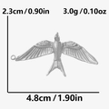 Detailed size chart showing dimensions and weight of the silver bird pendant - Silver Swallow Style (S2439-S)