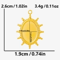 Detailed view of 304 stainless steel sunburst pendant with exact size measurements - Gold Tone (S2436-G)