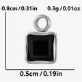 Vierkante hanger van 304 roestvrij staal met zwarte steen en afmeting van 0,8 cm - Zilver Zwart Stijl