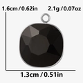304 stainless steel black gemstone pendant with faceted cut and dimension markings - Steel Black
