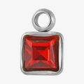 Anhänger aus 304 Edelstahl mit rotem Kristall im Quadratschnitt und silberner Öse - Silber Rot Stil