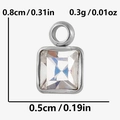 Quadratischer Anhänger aus Edelstahl mit Zirkonia-Stein misst 0,8x0,5cm in Silberfarbe - Silber Aurora Borealis Stil