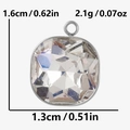 Square-cut glass pendant with silver stainless steel frame and dimensions marking - Steel AB Color
