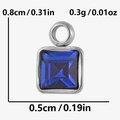 Blauer quadratischer Glasanhänger in Edelstahlfassung mit Größenangaben und Gewicht - Silber Dunkelblau Stil