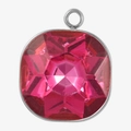 Pink faceted glass crystal pendant with 18k gold plated stainless steel mount - Steel Rose Red