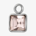 Anhänger aus 304 Edelstahl mit quadratischem rosa Kristallstein für die Schmuckherstellung - Silber Rosa Stil