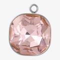 Square pink crystal pendant with multi-facet cut and 18k gold-plated stainless steel frame - Steel Pink
