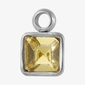 Anhänger aus 304 Edelstahl mit quadratischem gelbem Edelstein für Halsketten - Silber Gelb Stil