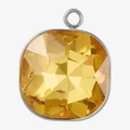 Minimalist 18k gold plated stainless steel pendant with a square yellow glass stone - Steel Yellow