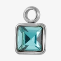 Anhänger aus 304 Edelstahl in Quadratform mit hellblauem Glasstein und Silber-Finish - Silber Himmelblau Stil