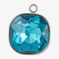 Sea blue square cut crystal pendant with 18k gold plated stainless steel frame - Steel Sky Blue