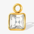 Quadratischer Anhänger aus 304 Edelstahl mit goldenem Rand und Kristallstein - Gold Weiß