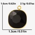 Black faceted glass pendant in 18k gold plated stainless steel with dimensions shown - Gold Black