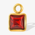 Quadratischer vergoldeter Anhänger mit rotem Edelstein und Edelstahlöse aus 304 Stahl - Gold und Rot Stil