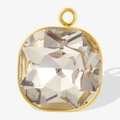 Square cut clear glass pendant with 18k gold plated stainless steel frame for jewelry - Gold White