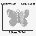 Ciondolo a farfalla in acciaio inossidabile argento, misure 1,9x1,5 cm e dettagli incisi - S2429-S Color Acciaio