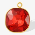 Minimalist 18k gold plated 304 stainless steel pendant with red faceted square glass stone - Gold Red