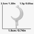 Hohler Mondanhänger in Silber mit Maßen 3,3 cm und 1,5 g Gewichtsangaben im Bild - Tropfender Mond-Stil (S2173-S) / Stahlfarben