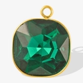 18k gold plated stainless steel emerald green square gem pendant with cushion cut - Gold Green