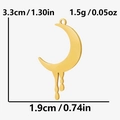 Goldener 304 Edelstahl Mondanhänger mit Wassertropfendetail, Größe 3,3 cm mal 1,9 cm - Tropfender Mond-Stil (S2173-G) / Gold
