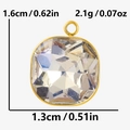 Square glass stone pendant in 18k gold plated steel with dimensions 1.6cm x 1.3cm - Gold AB Color