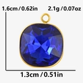 Blue sapphire crystal square pendant in 18k gold plated stainless steel frame - Gold Deep Blue