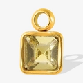 Anhänger aus 304 Edelstahl mit hellgelbem quadratischem Kristall und Goldfassung - Gold Gelb Stil