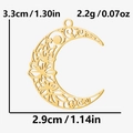 Goldener 304 Edelstahl Mondanhänger mit Hohlmuster für DIY Schmuckherstellung - Hohler Blumenmond-Stil (S2175-G)